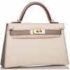 Hermès Kelly Sellier Mini II Special Order HSS Craie / Gris Asphalt GHW