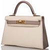 Hermès Kelly Sellier Mini II Special Order HSS Craie / Gris Asphalt GHW