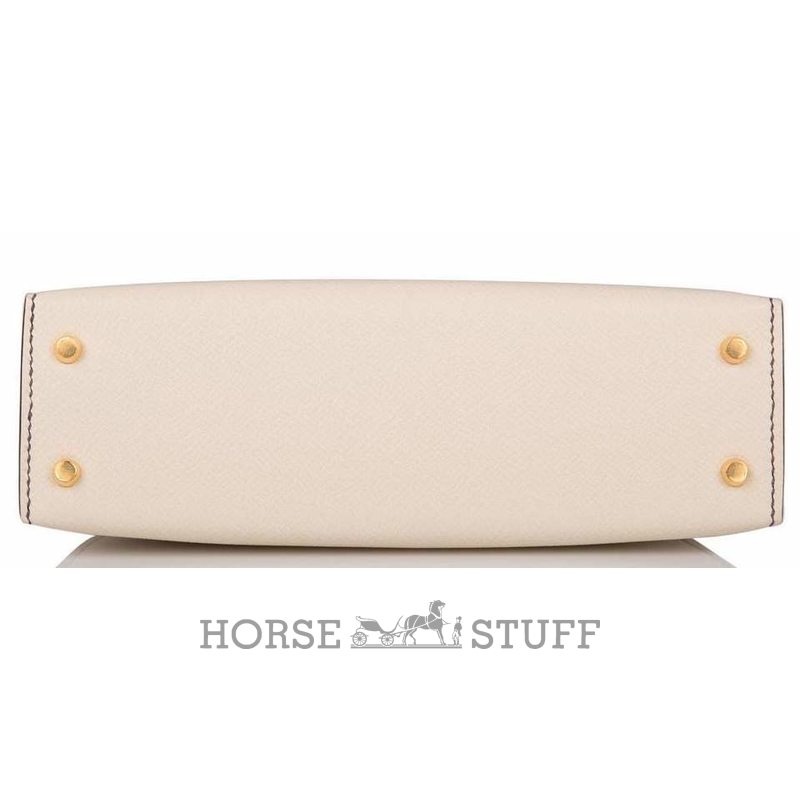 Hermès Kelly Sellier Mini II Special Order HSS Craie / Gris Asphalt GHW