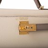 Hermès Kelly Sellier Mini II Special Order HSS Craie / Gris Asphalt GHW