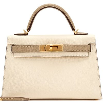 Hermès Kelly Sellier Mini II Special Order HSS Craie / Trench Epsom GHW