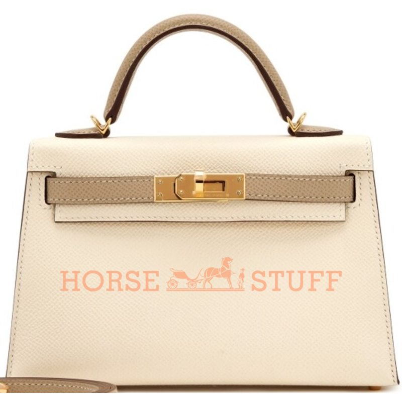 Hermès Kelly Sellier Mini II Special Order HSS Craie / Trench Epsom GHW