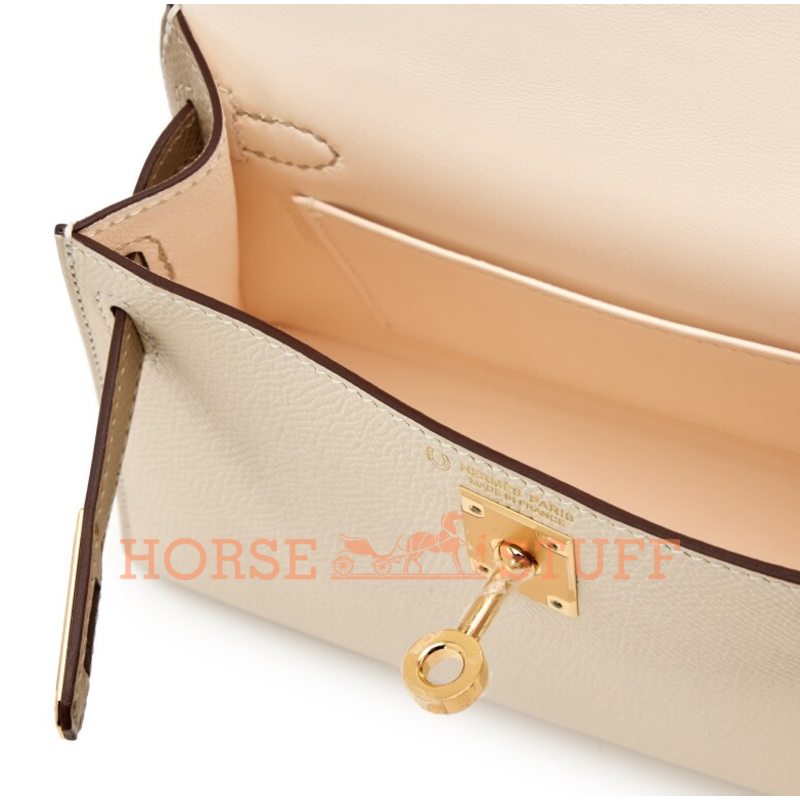 Hermès Kelly Sellier Mini II Special Order HSS Craie / Trench Epsom GHW