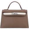 Hermès Kelly Sellier Mini II Special Order HSS Etoupe / Craie Epsom PHW