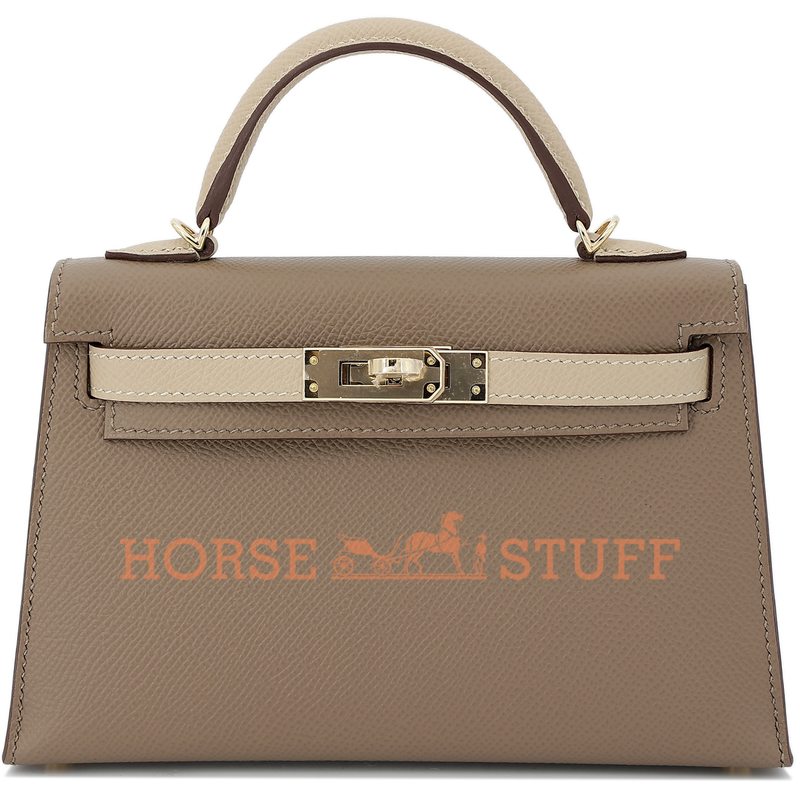 Hermès Kelly Sellier Mini II Special Order HSS Etoupe / Trench Epsom GHW