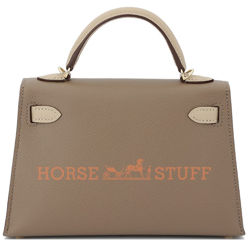 Hermès Kelly Sellier Mini II Special Order HSS Etoupe / Trench Epsom GHW