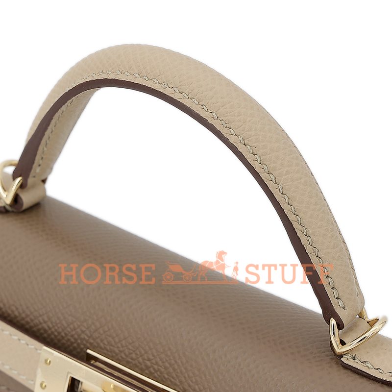 Hermès Kelly Sellier Mini II Special Order HSS Etoupe / Trench Epsom GHW