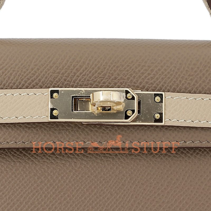 Hermès Kelly Sellier Mini II Special Order HSS Etoupe / Trench Epsom GHW