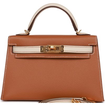 Hermès Kelly Sellier Mini II Special Order HSS Gold / Craie Epsom GHW