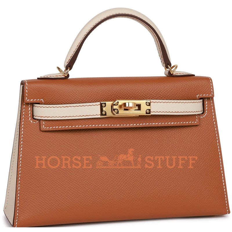 Hermès Kelly Sellier Mini II Special Order HSS Gold / Craie Epsom GHW