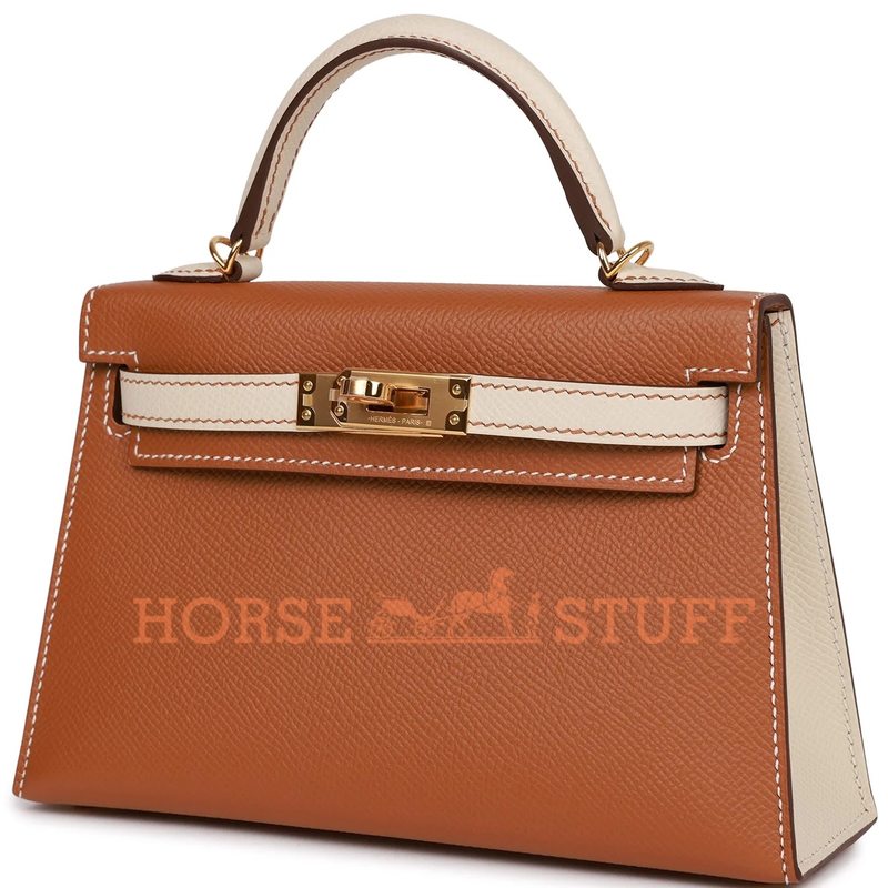 Hermès Kelly Sellier Mini II Special Order HSS Gold / Craie Epsom GHW