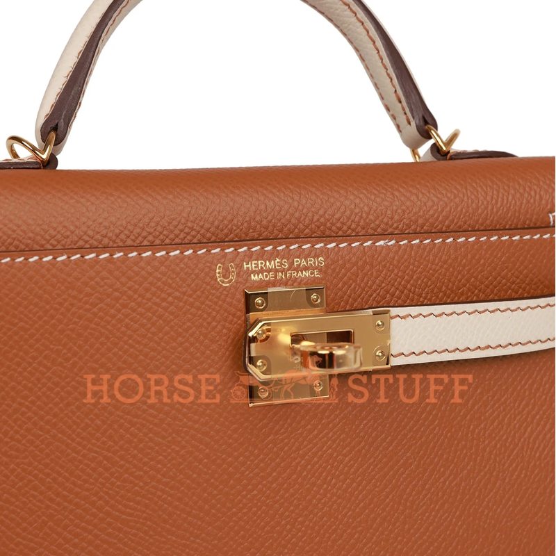 Hermès Kelly Sellier Mini II Special Order HSS Gold / Craie Epsom GHW