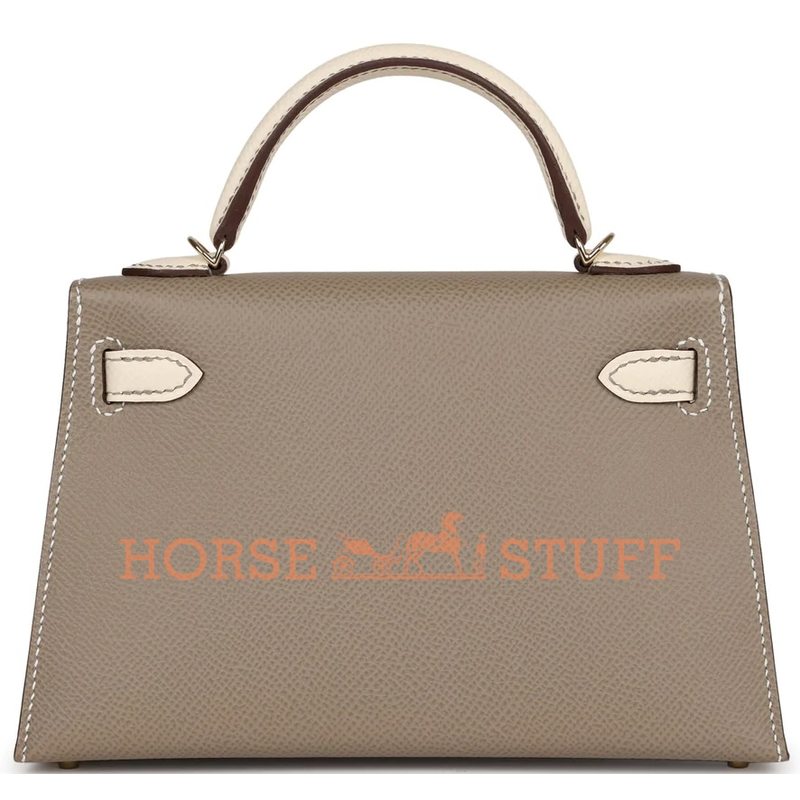 Hermès Kelly Sellier Mini II Special Order HSS Gris Asphalt / Nata Epsom GHW