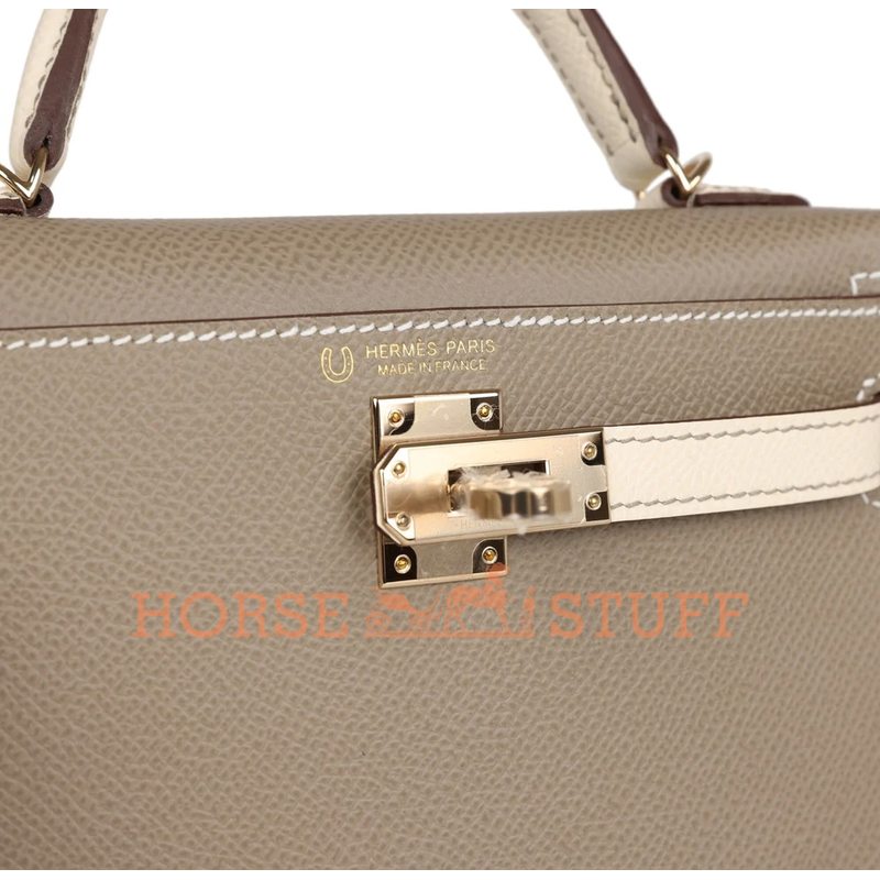 Hermès Kelly Sellier Mini II Special Order HSS Gris Asphalt / Nata Epsom GHW