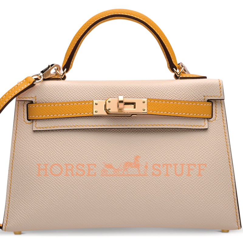 Hermès Kelly Sellier Mini II Special Order HSS Craie / Jaune d'Or Epsom GHW