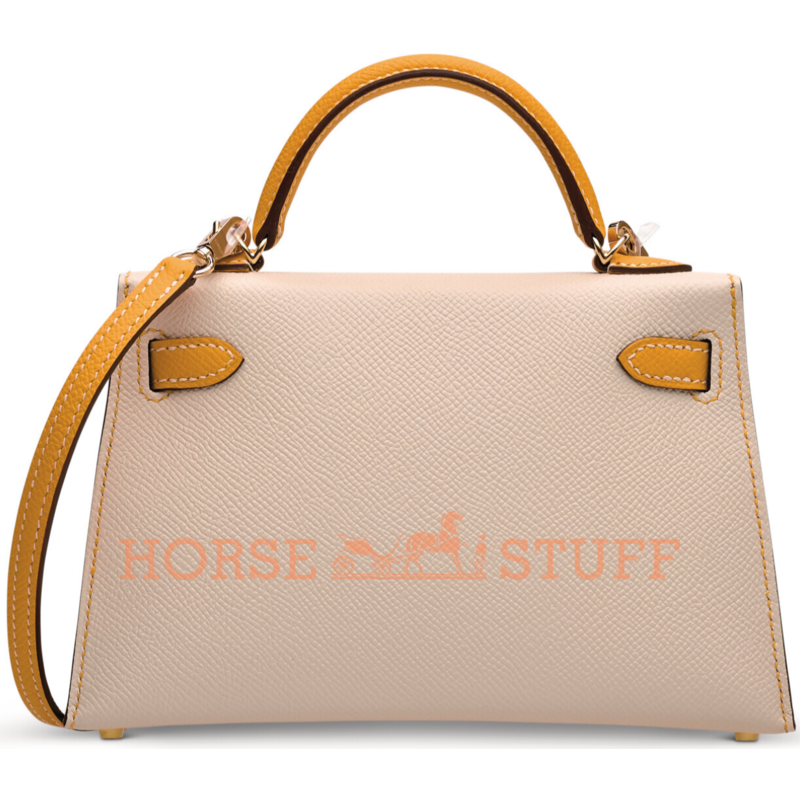 Hermès Kelly Sellier Mini II Special Order HSS Craie / Jaune d'Or Epsom GHW