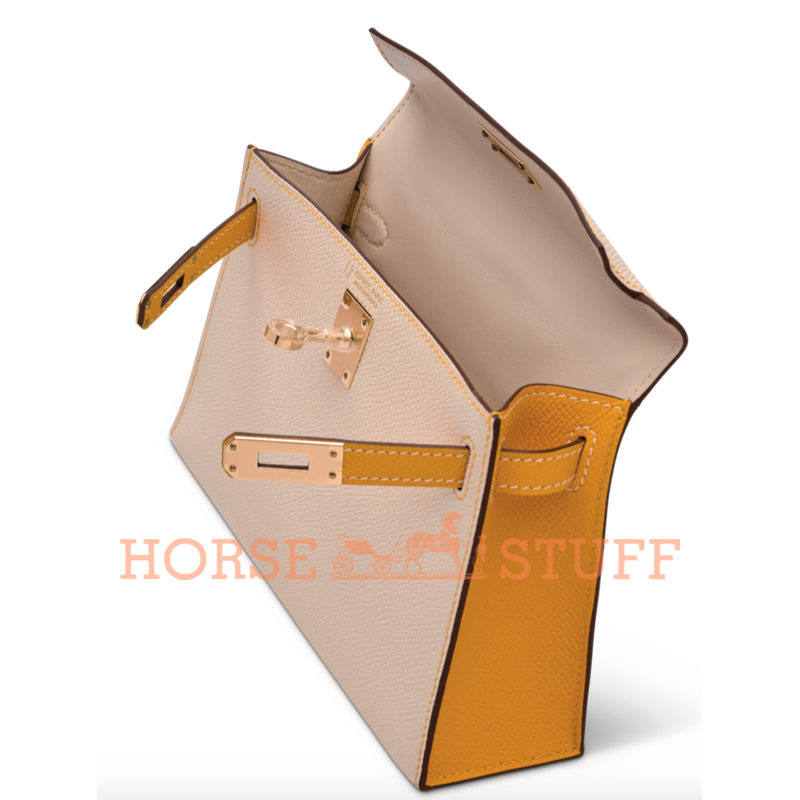 Hermès Kelly Sellier Mini II Special Order HSS Craie / Jaune d'Or Epsom GHW