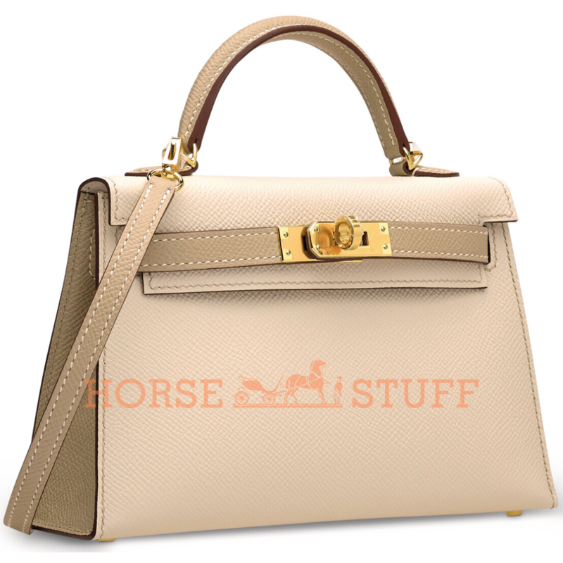 Hermès Kelly Sellier Mini II Special Order HSS Nata / Trench Epsom GHW