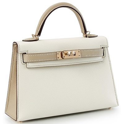 Hermès Kelly Sellier Mini II Special Order HSS Nata / Trench Epsom Permabrass