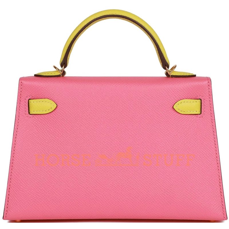 Hermès Kelly Sellier Mini II Special Order HSS Rose Azalee / Lime Epsom GHW