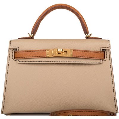 Hermès Kelly Sellier Mini II Special Order HSS Trench / Gold with contrast stitching Epsom GHW