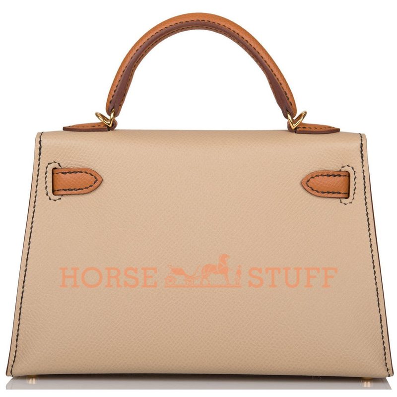 Hermès Kelly Sellier Mini II Special Order HSS Trench / Gold with contrast stitching Epsom GHW