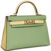 Hermès Kelly Sellier Mini II Special Order HSS Vert Criquet / Limoncello Epsom GHW