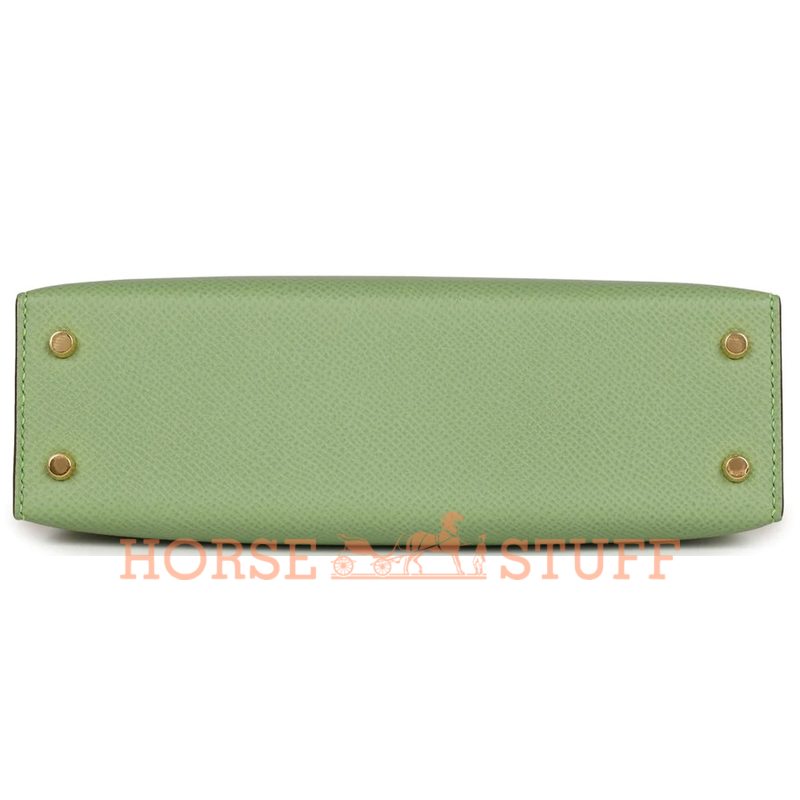 Hermès Kelly Sellier Mini II Special Order HSS Vert Criquet / Limoncello Epsom GHW