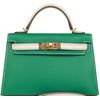 Hermès Kelly Sellier Mini II Special Order HSS Vert Jade / Craie Epsom GHW