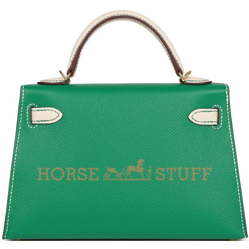 Hermès Kelly Sellier Mini II Special Order HSS Vert Jade / Craie Epsom GHW