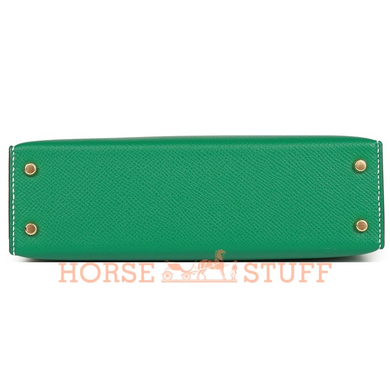 Hermès Kelly Sellier Mini II Special Order HSS Vert Jade / Craie Epsom GHW