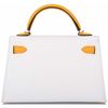 Hermès Kelly Sellier Mini II Special Order HSS White / Jaune d'Or Permabrass