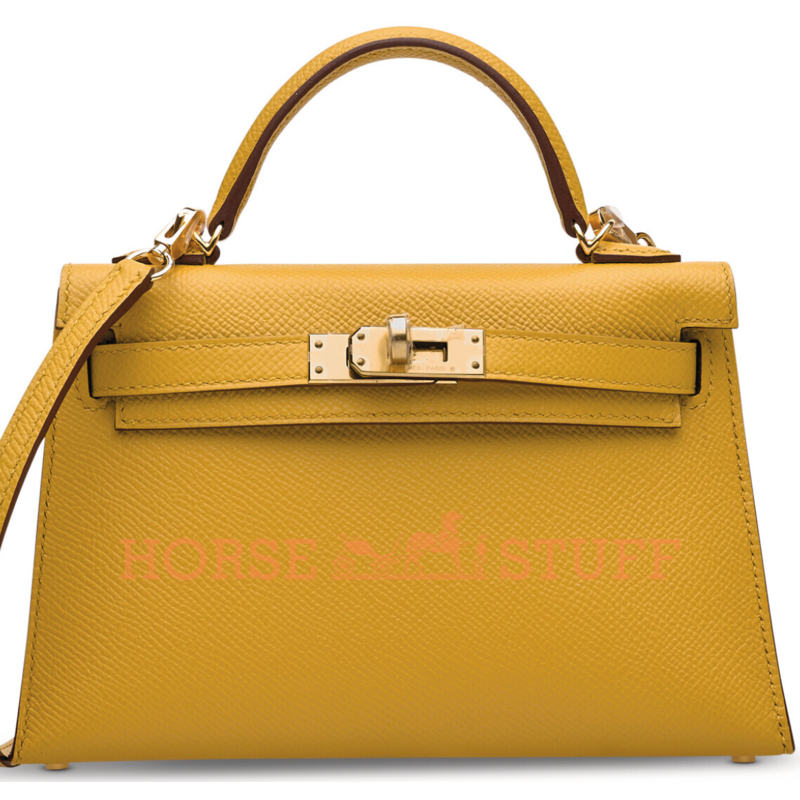 Hermès Kelly Sellier Mini II Jaune Ambre Epsom GHW