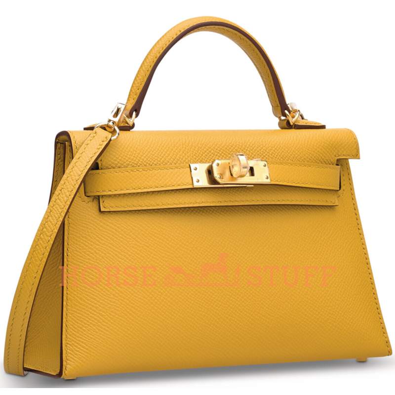 Hermès Kelly Sellier Mini II Jaune Ambre Epsom GHW