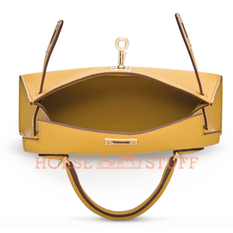 Hermès Kelly Sellier Mini II Jaune Ambre Epsom GHW