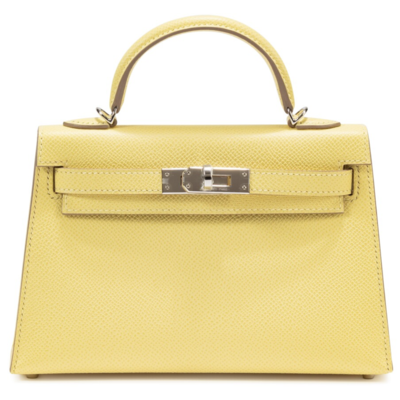 Hermès Kelly Sellier Mini II Jaune Poussin Epsom PHW