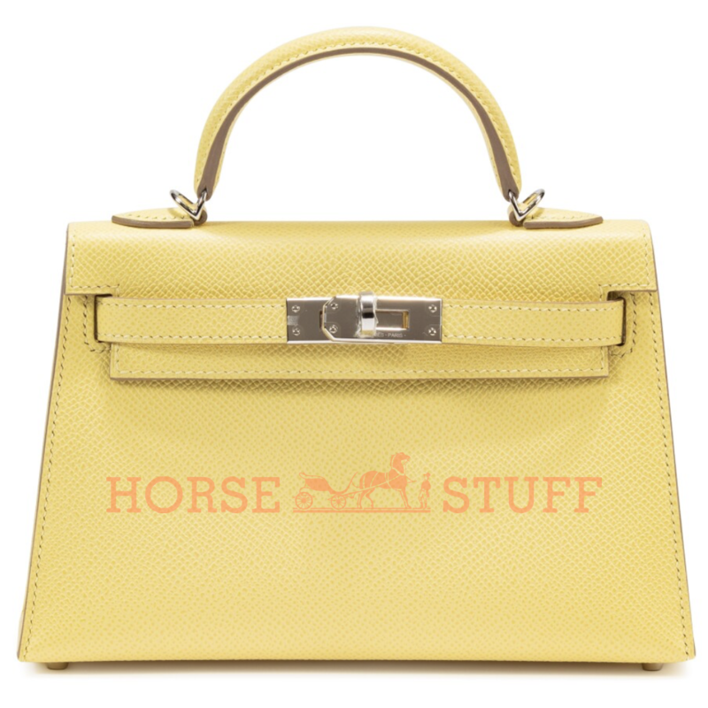 Hermès Kelly Sellier Mini II Jaune Poussin Epsom PHW