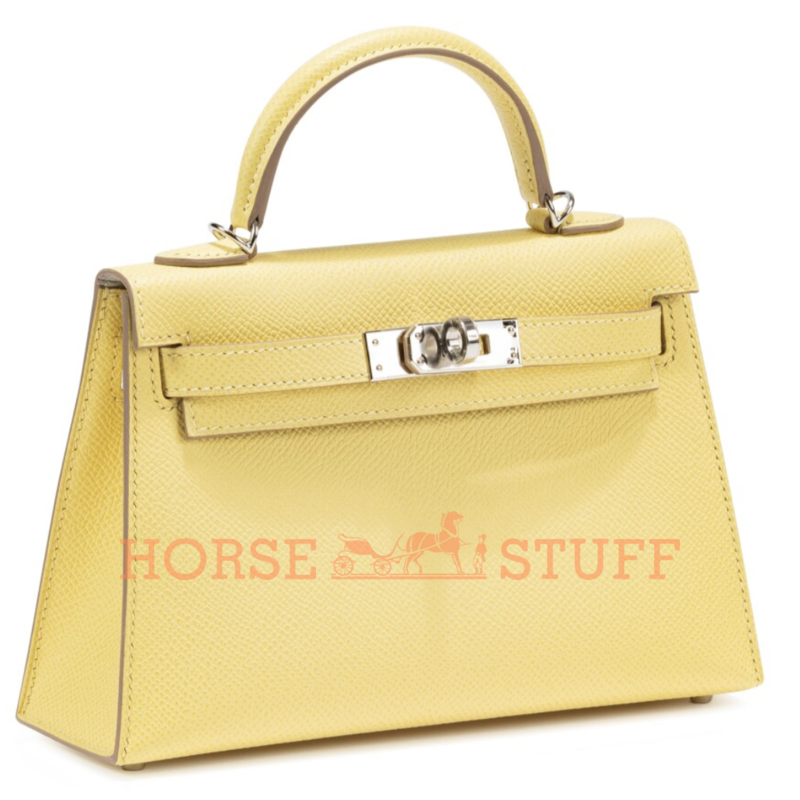 Hermès Kelly Sellier Mini II Jaune Poussin Epsom PHW