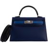 Hermès Kelly Sellier Mini II Limited Edition Tricolor Blue Sapphire / Blue France / Black Epsom PHW