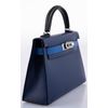 Hermès Kelly Sellier Mini II Limited Edition Tricolor Blue Sapphire / Blue France / Black Epsom PHW