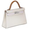 Hermès Kelly Sellier Mini II Limited Edition Tricolor Craie / Mauve Pale / Gold Epsom PHW