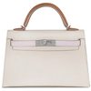 Hermès Kelly Sellier Mini II Limited Edition Tricolor Craie / Mauve Pale / Gold Epsom PHW