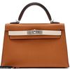 Hermès Kelly Sellier Mini II Limited Edition Tricolor Gold / Nata / Black Interior Blue Sapphire Epsom PHW