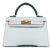 Hermès Kelly Sellier Mini II LIMITED EDITION TRICOLOR Gris Platine / Mauve Pale / Vert Moyen Epsom GHW