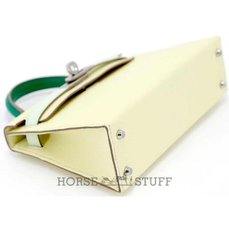 Hermès Kelly Sellier Mini II Limited Edition Tricolor Jaune Milton / Vert Fizz / Vert Vertigo Epsom PHW