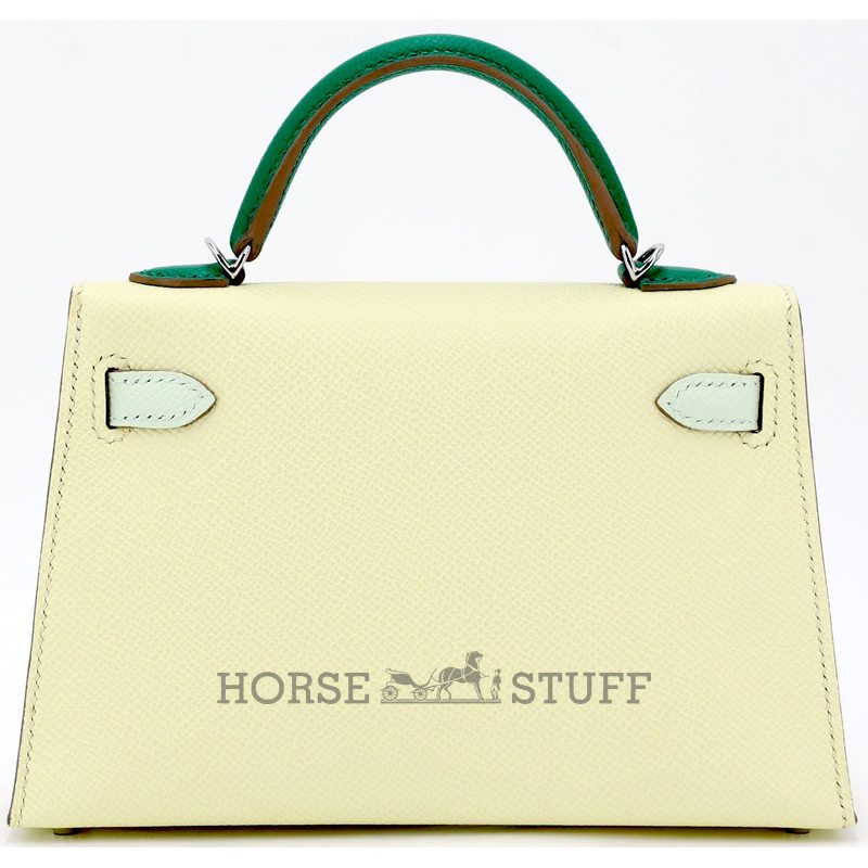 Hermès Kelly Sellier Mini II Limited Edition Tricolor Jaune Milton / Vert Fizz / Vert Vertigo Epsom PHW