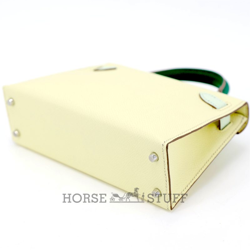 Hermès Kelly Sellier Mini II Limited Edition Tricolor Jaune Milton / Vert Fizz / Vert Vertigo Epsom PHW