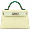 Hermès Kelly Sellier Mini II Limited Edition Tricolor Jaune Milton / Vert Fizz / Vert Vertigo Epsom PHW