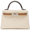 Hermès Kelly Sellier Mini II Limited Edition Tricolor Nata / Chai / Gris Meyer Epsom PHW