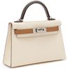 Hermès Kelly Sellier Mini II Limited Edition Tricolor Nata / Chai / Gris Meyer Epsom PHW